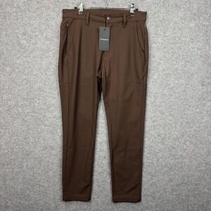 Fabletics Mens Go-To 5-Pocket Pant Brown Tech Commuter Trousers 30x30 NEW